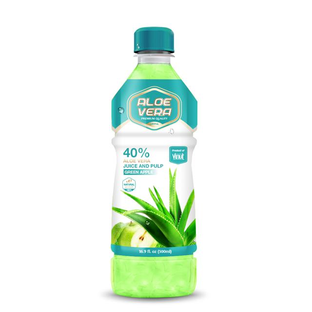 16.9 fl oz Bottled Original Aloe vera juice with pulp green apple flavour