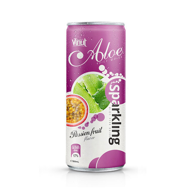 320ml Canned Sparkling Aloe vera drink with Passion fruit flavor