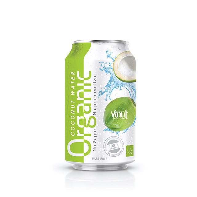 330ml Canned Organic Coconut Water no Sugar No preservative EU Organic Certification
