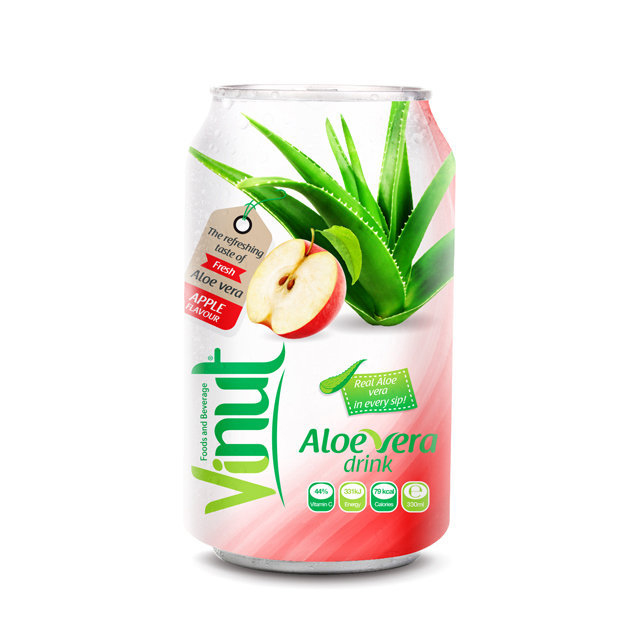 Cans Fresh Aloe vera drink with Apple Juice 330ml Pack of 24