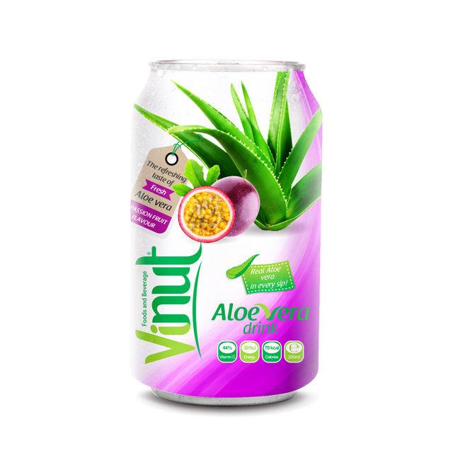 Cans Fresh Aloe vera drink with Passion fruit Juice 330ml Pack of 24