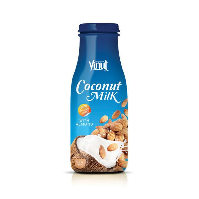 Manufacturer Glass bottle Premium Quality Coconut milk with Almond flavour 280 ml