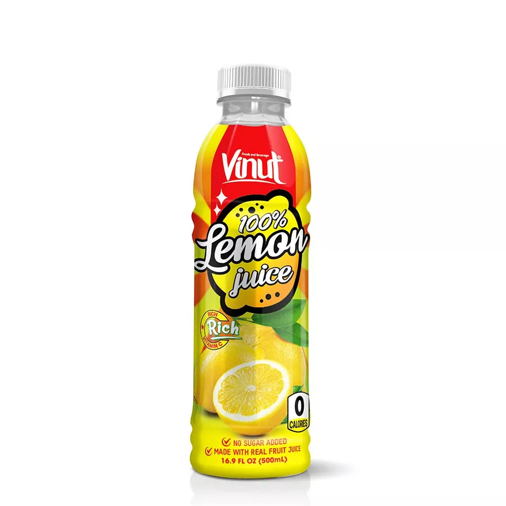 16.9 fl oz 100 Vinut Lemon Juice drink Enrich Vitamin C No sugar Added Zero Calories from Real Fruit Juice