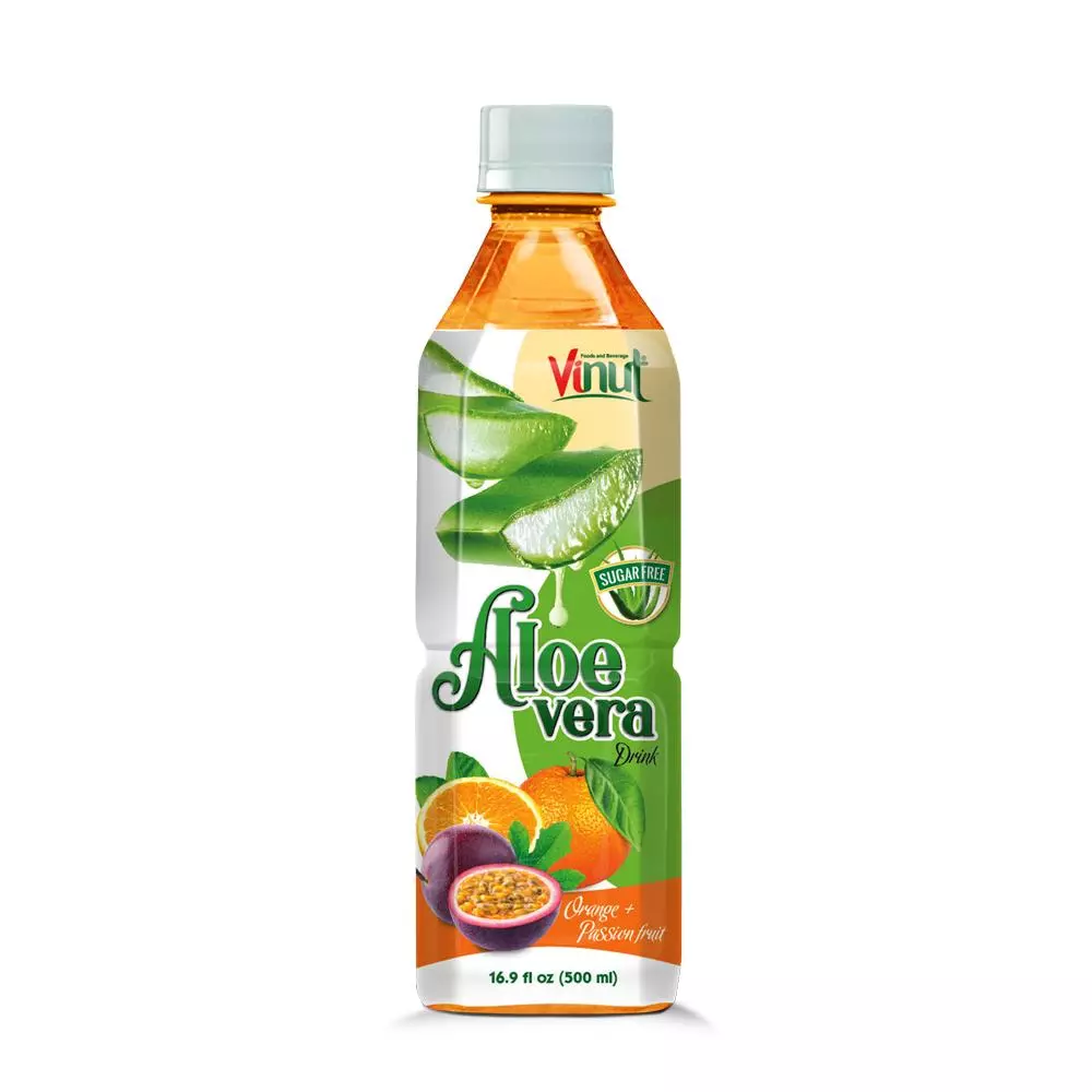 16.9 fl oz VINUT Bottle Aloe Vera Drink with orange Passion fruit