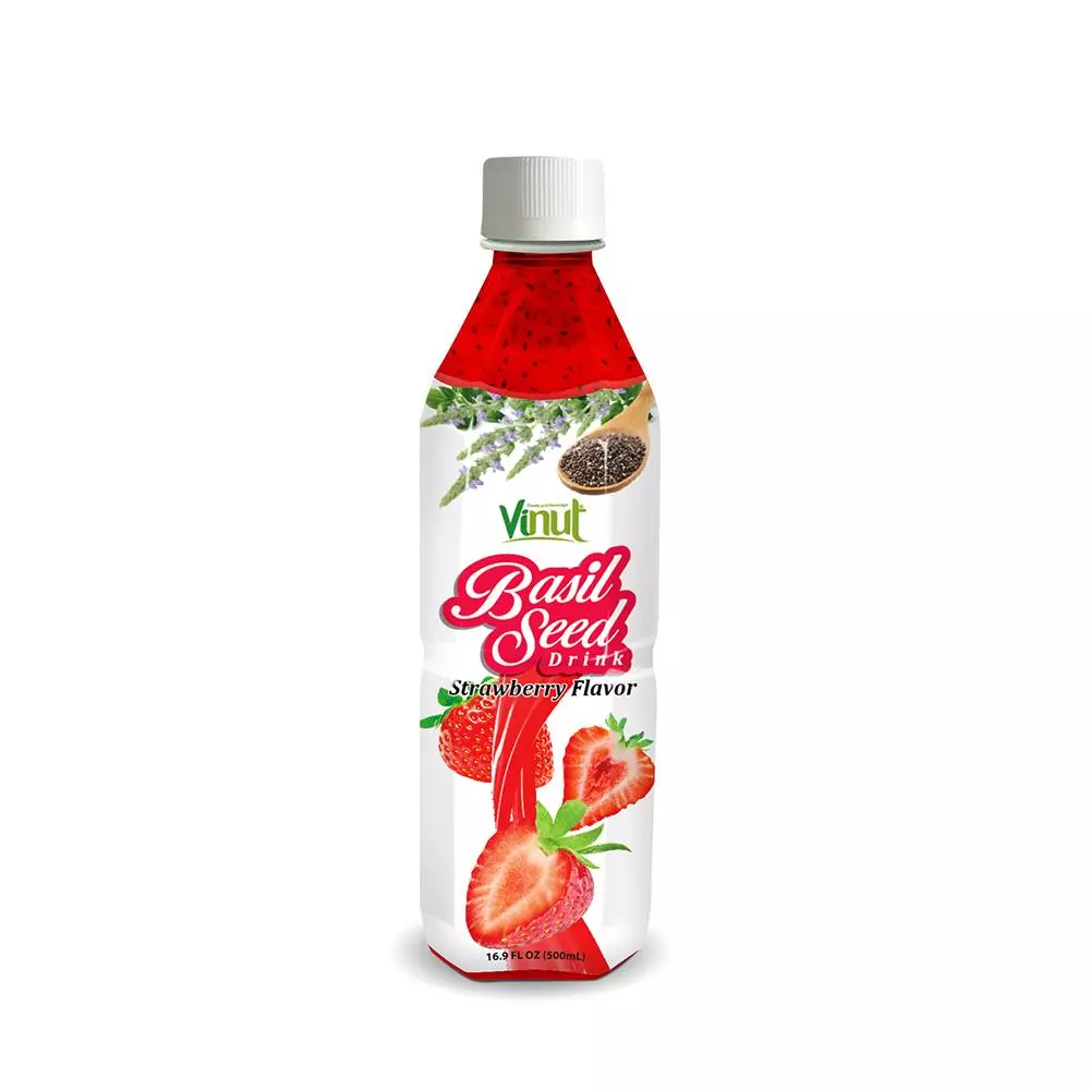 16.9 fl oz Bottle Basil seed drink with Strawberry flavour