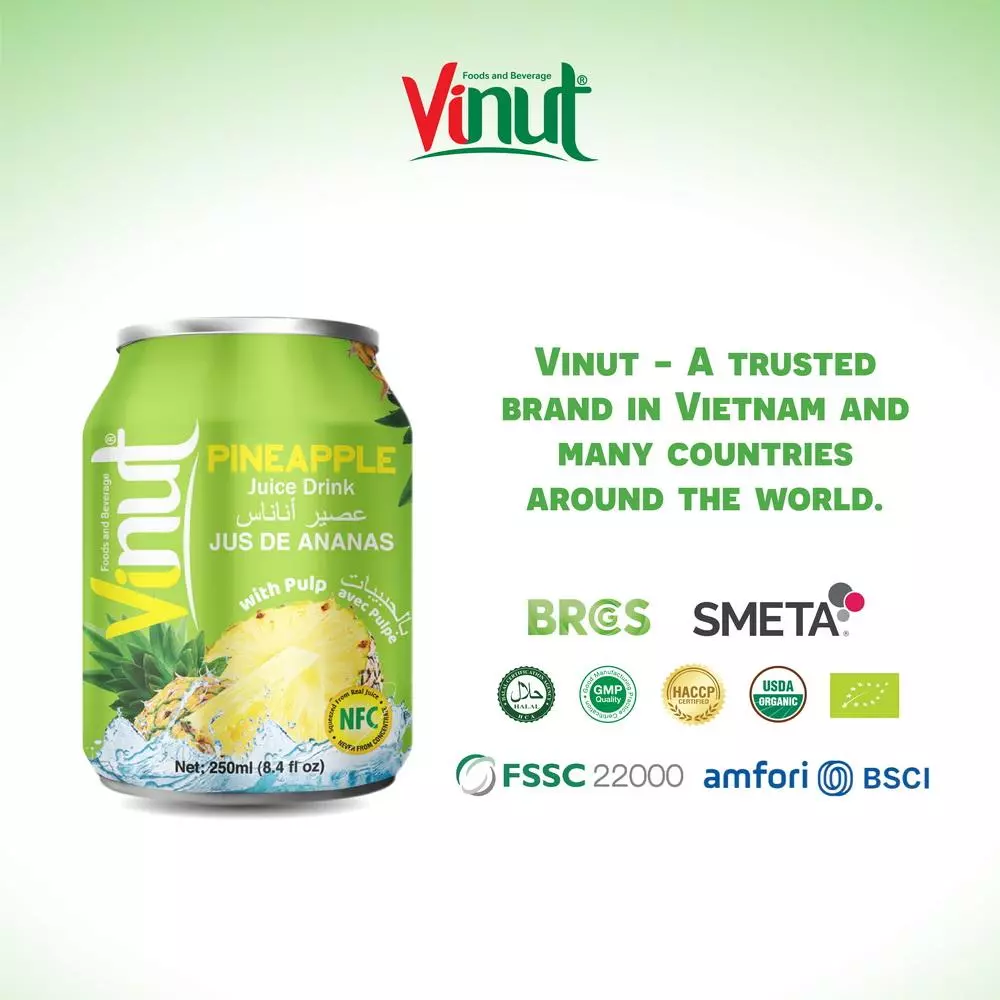 250ml Vinut Pineapple Juice drink with Pulp 4
