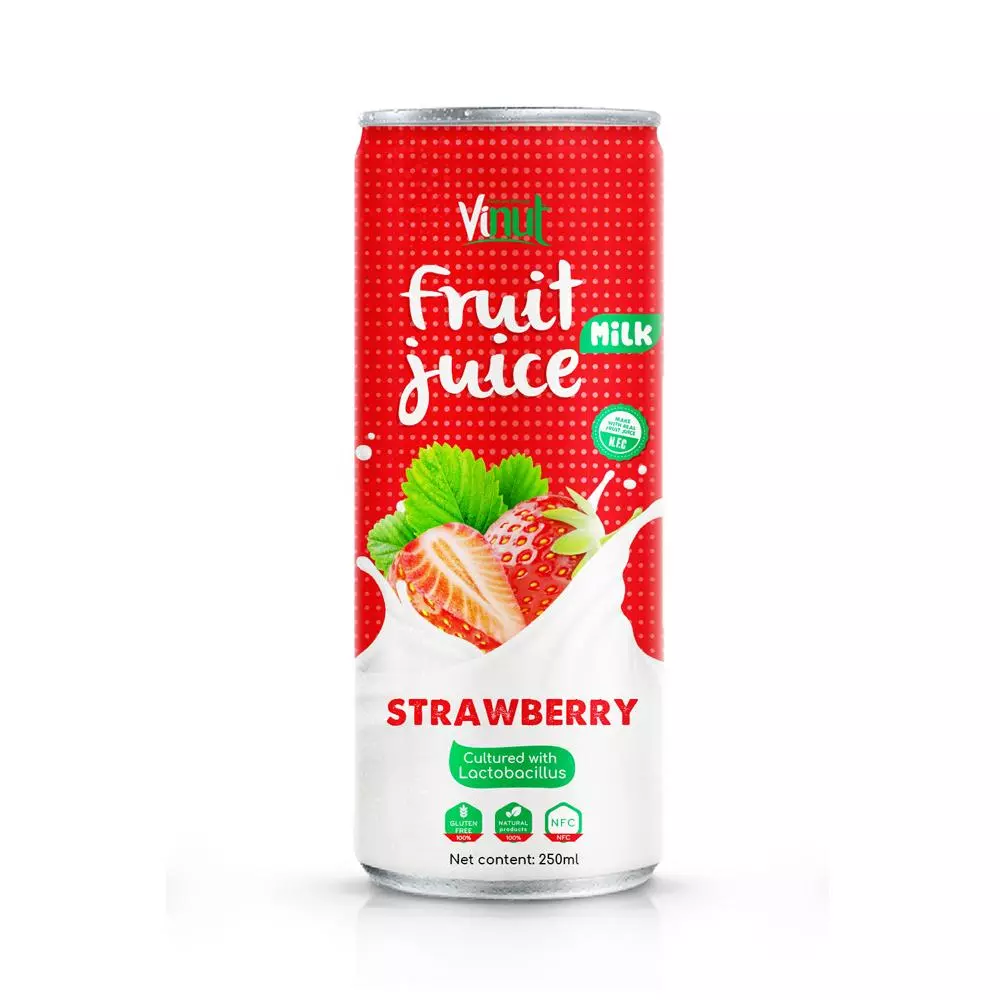 250ml VINUT Canned Health Drink Lactobacillus acidophilus plus Strawberry Juice