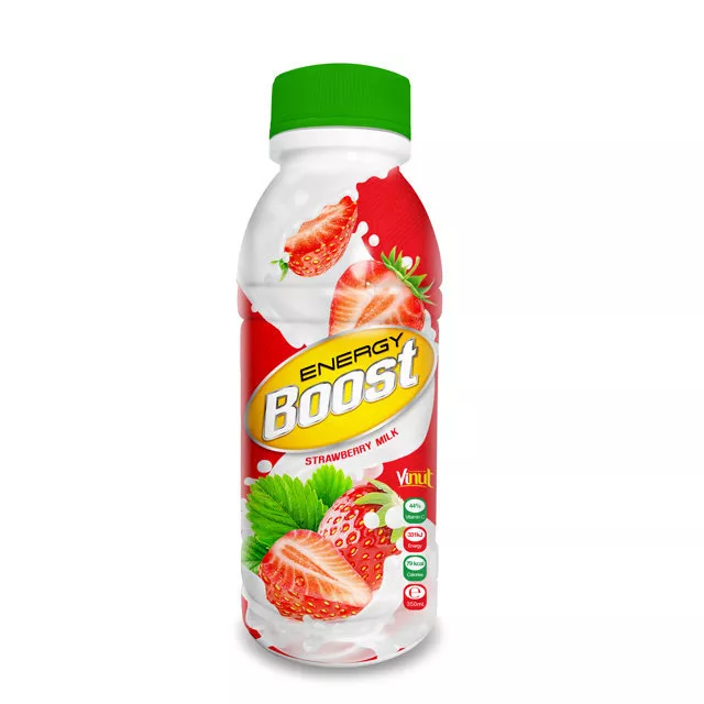 350ml Bottle Energy Boost Strawberry Milk Drink