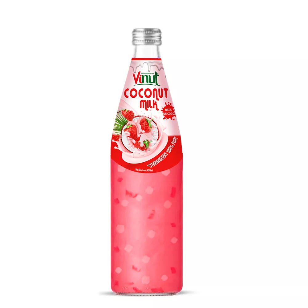 490ml Vinut Bottle Coconut milk Strawberry with Nata de coco