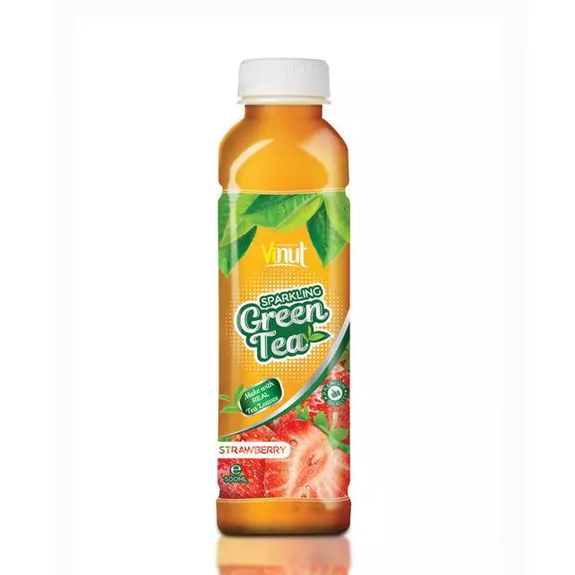 500ml Real Green Tea with Strawberry juice in Pet bottle