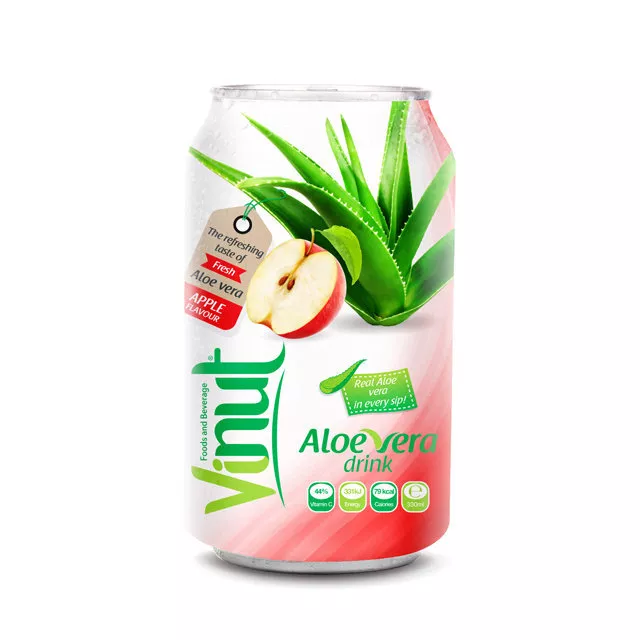 Cans Fresh Aloe vera drink with Apple Juice 330ml Pack of 24