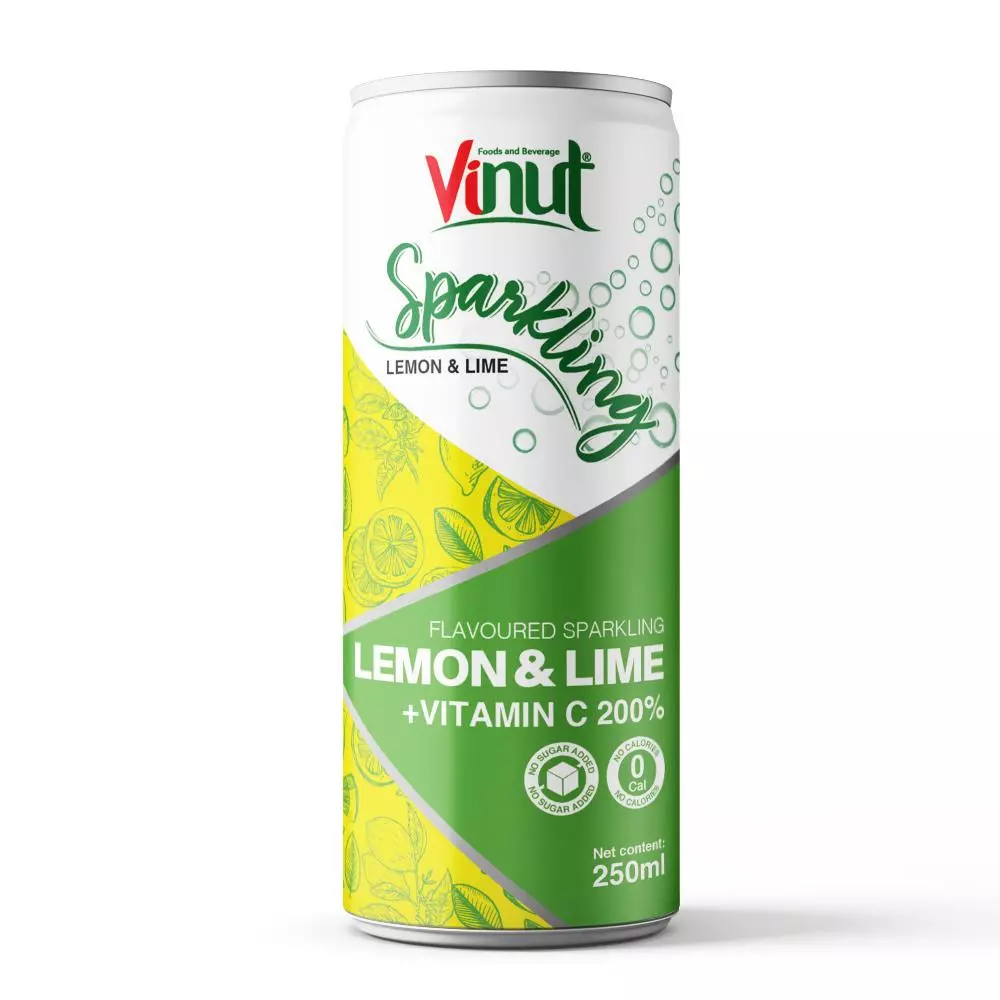 VINUT 250ml Lemon Lime Sparkling water Vitamin C 200 Made with Real Fruit Juice No added Sugar